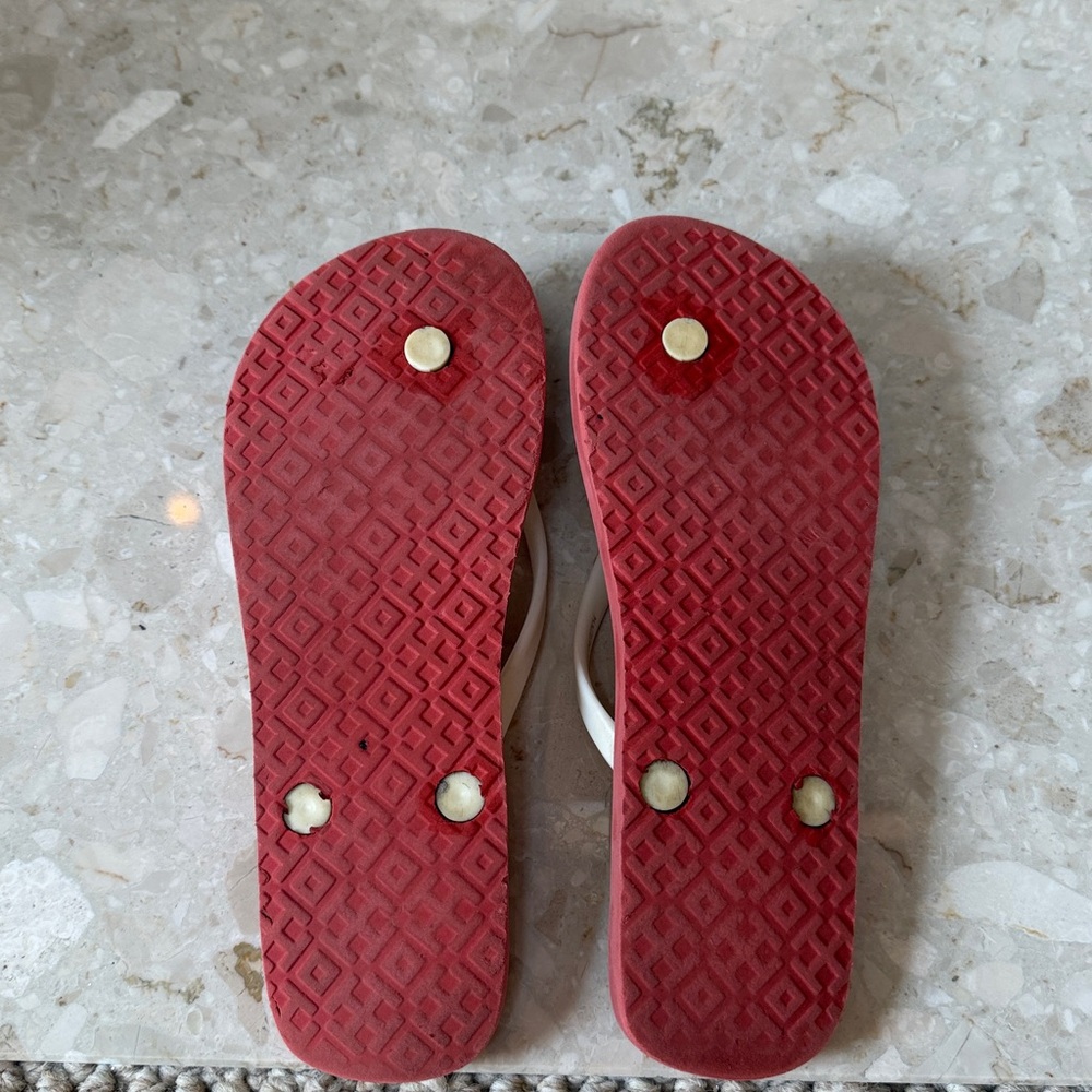 Tory Burch rubber flip-flops in cream and coral design - Picture 5 of 6